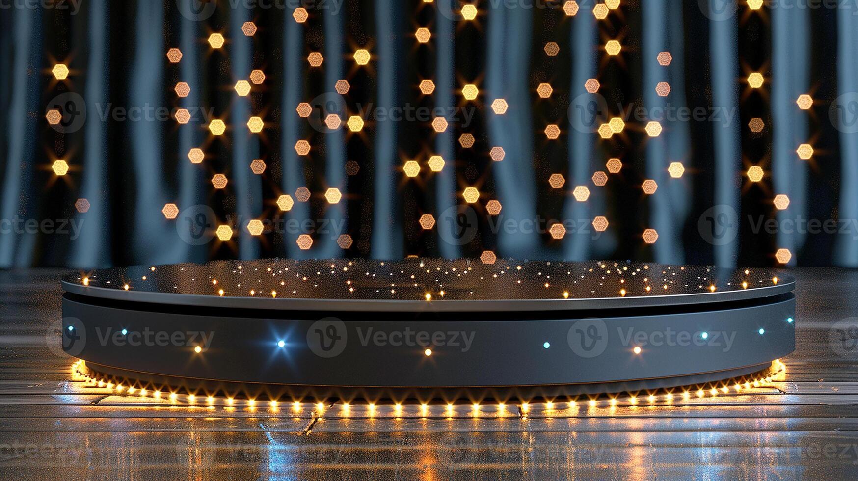 A circular stage with lights on it photo