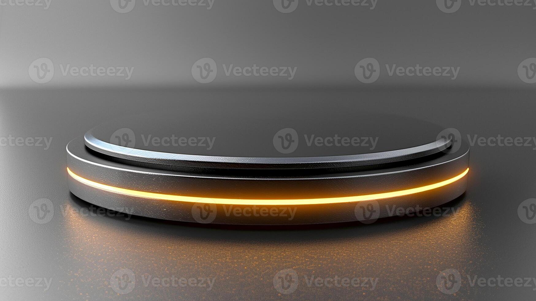 A black and orange object with a glowing light photo
