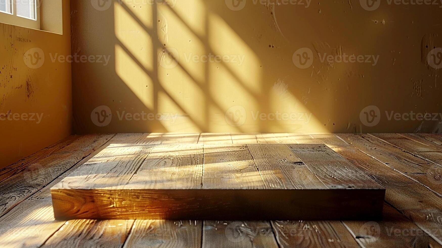 An empty room with sunlight shining through the window photo
