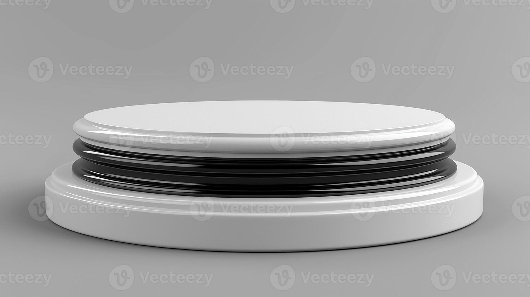 A white and black round object on a gray background photo