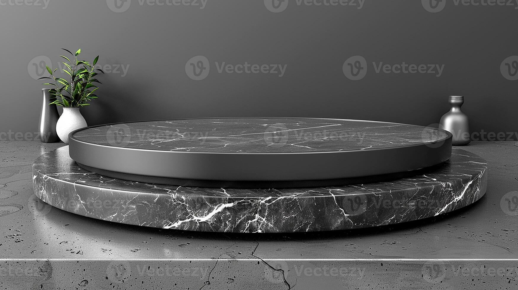 A marble table with a vase on top photo