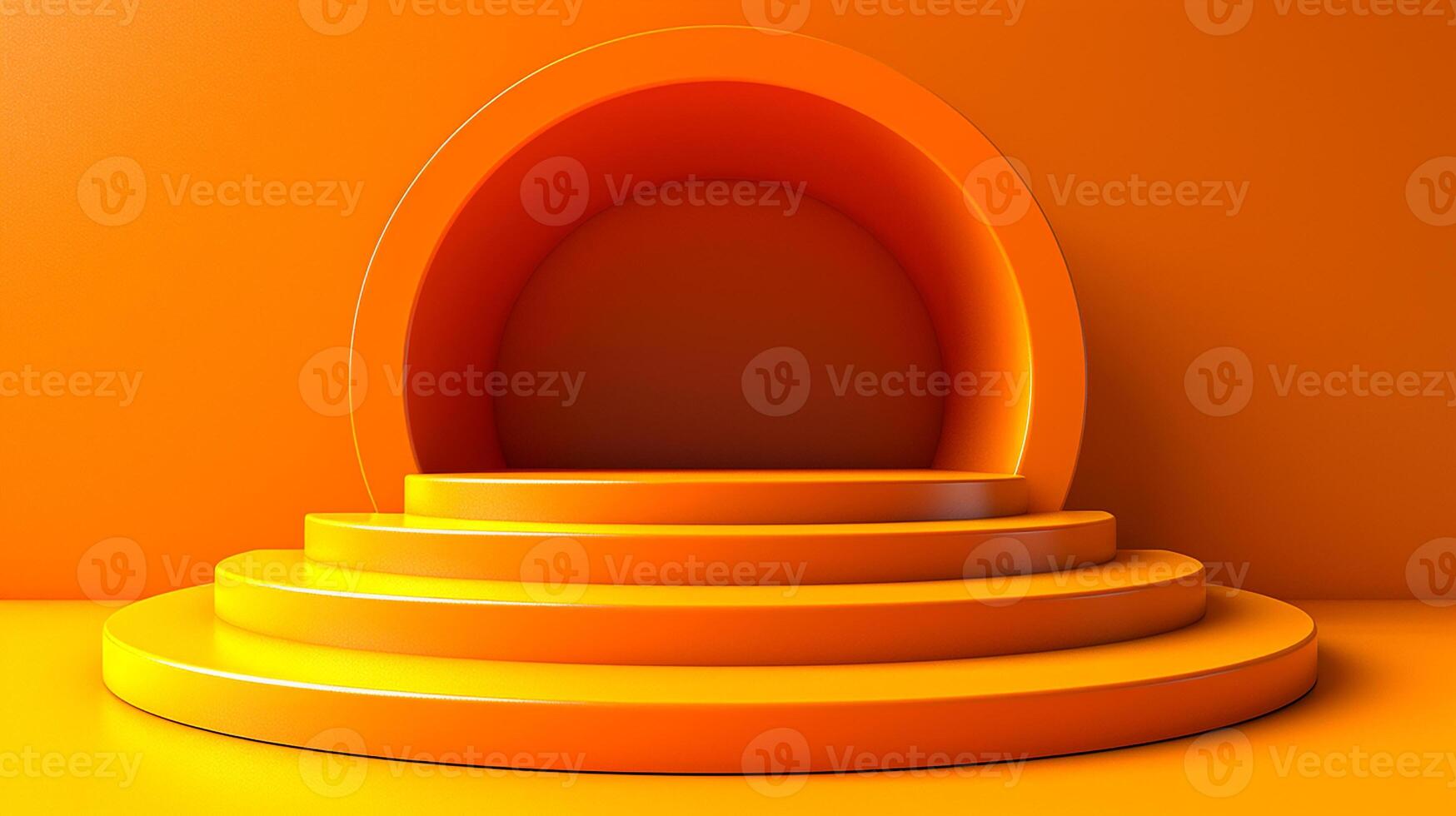 3d render of a podium with an orange background photo