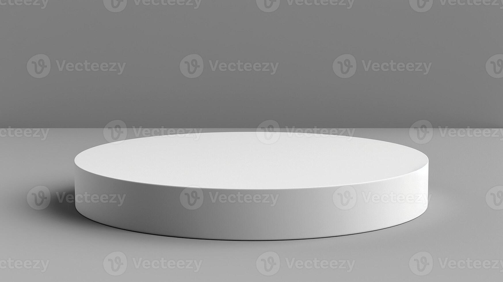 3d render of a round white table on a gray background photo