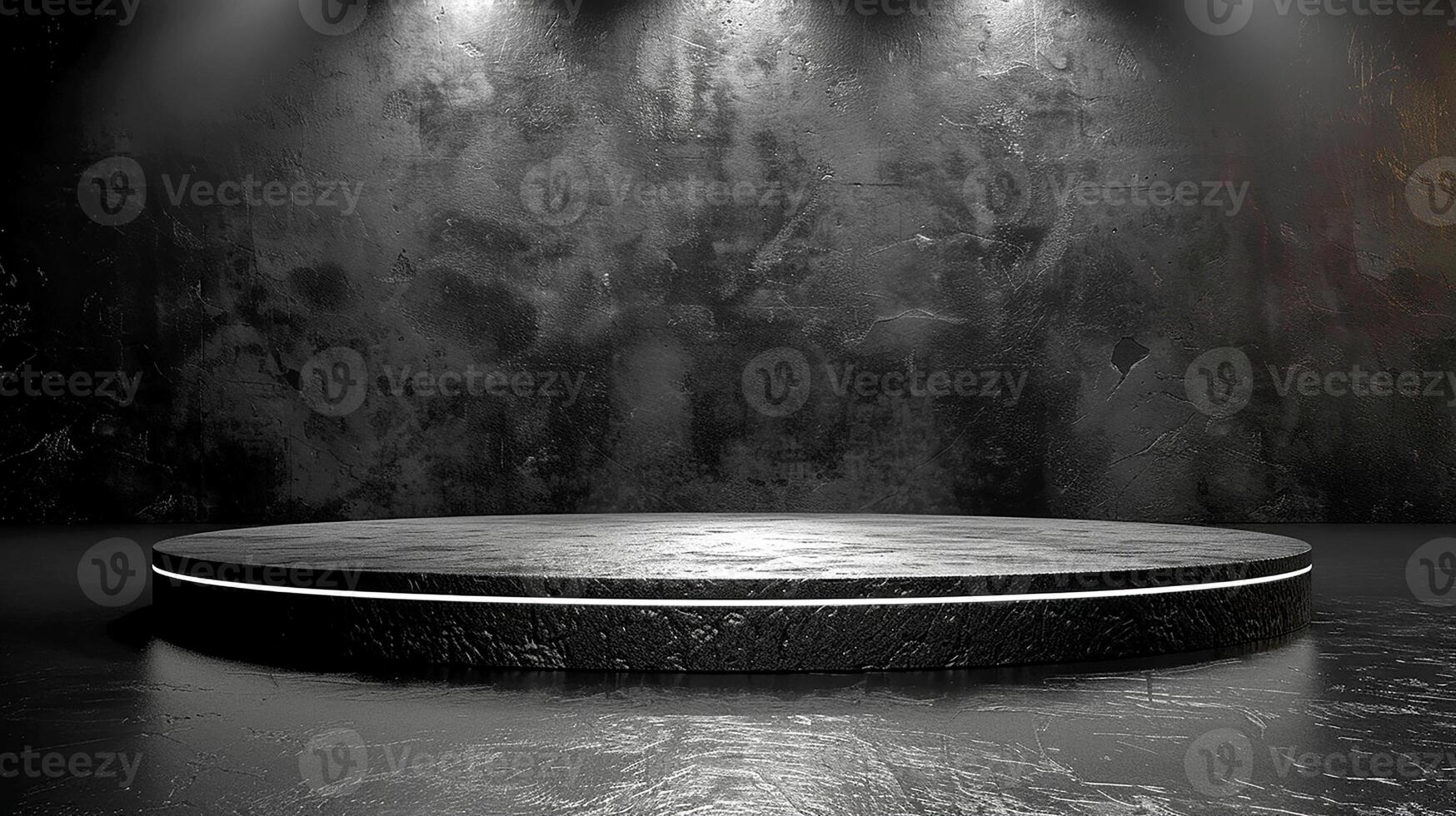 An empty stage with spotlight lights photo