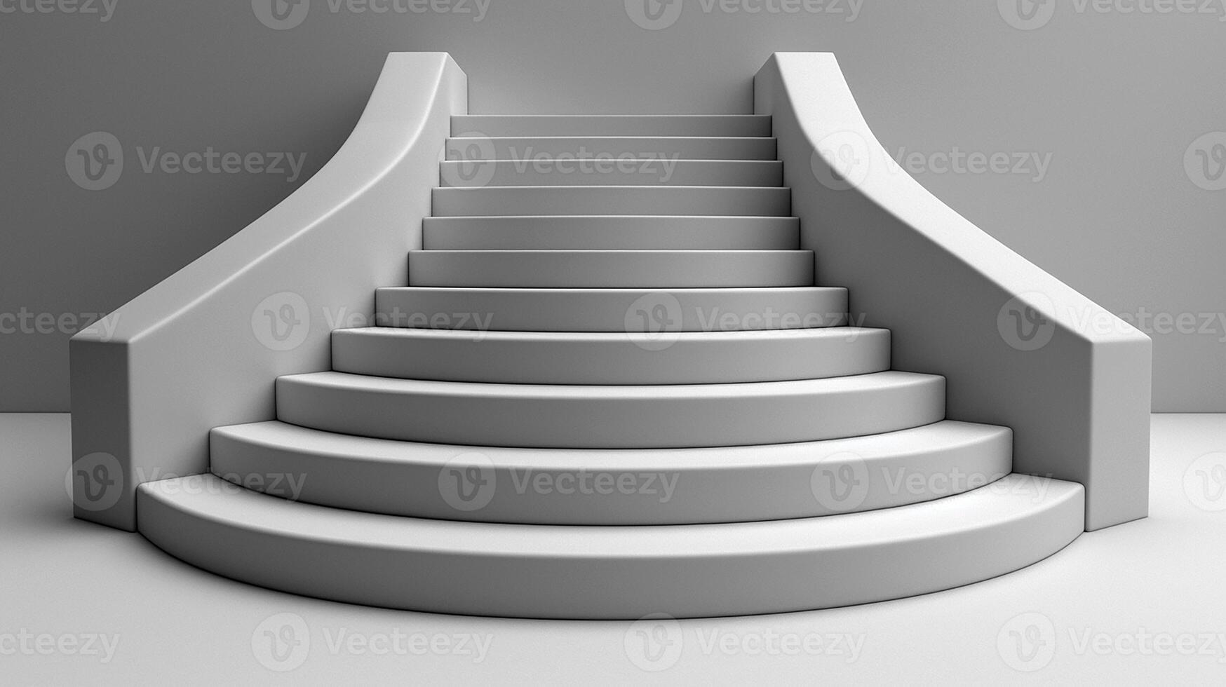 3d rendering of a staircase with white steps photo