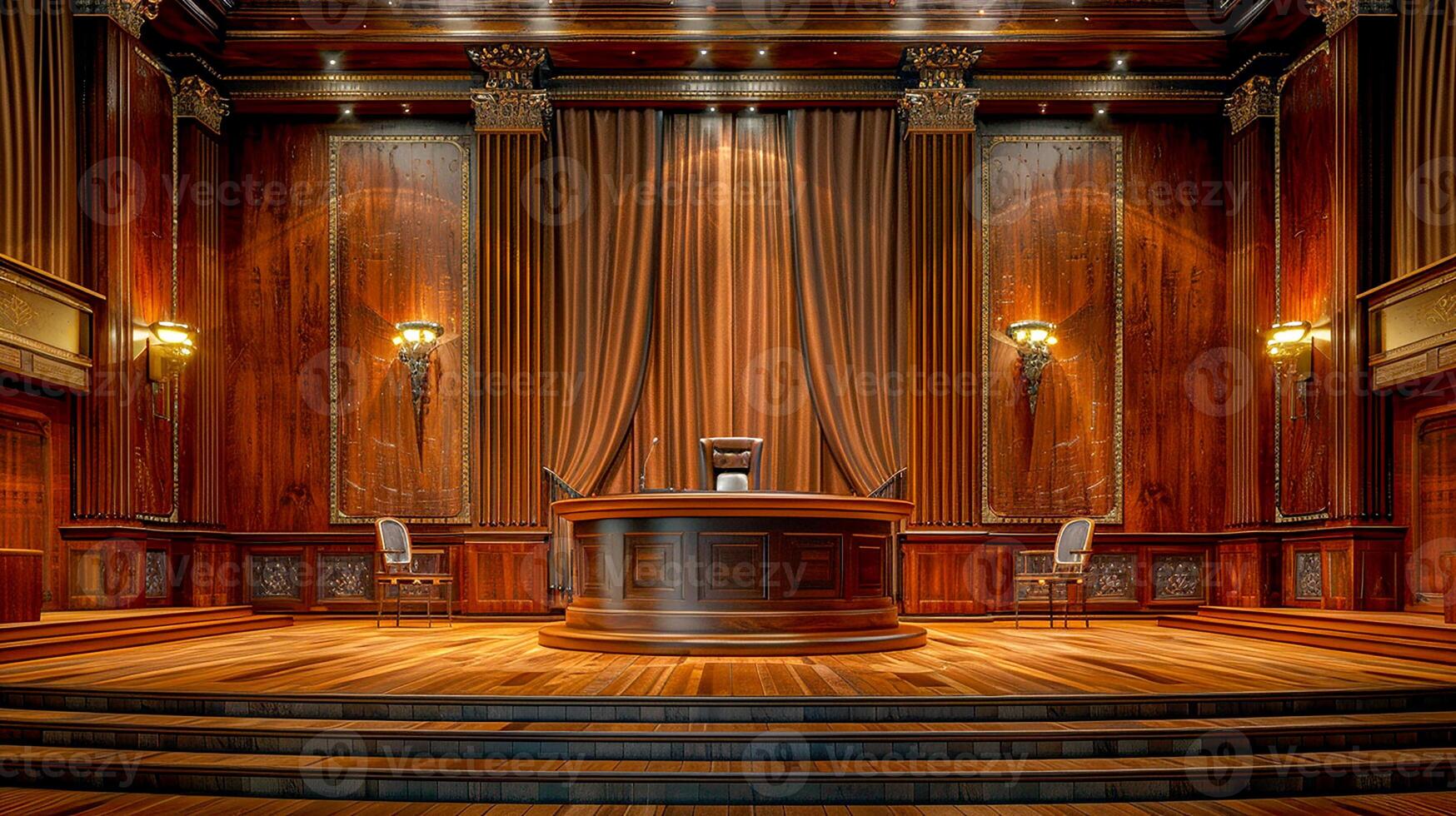 A large room with a large table in the middle photo