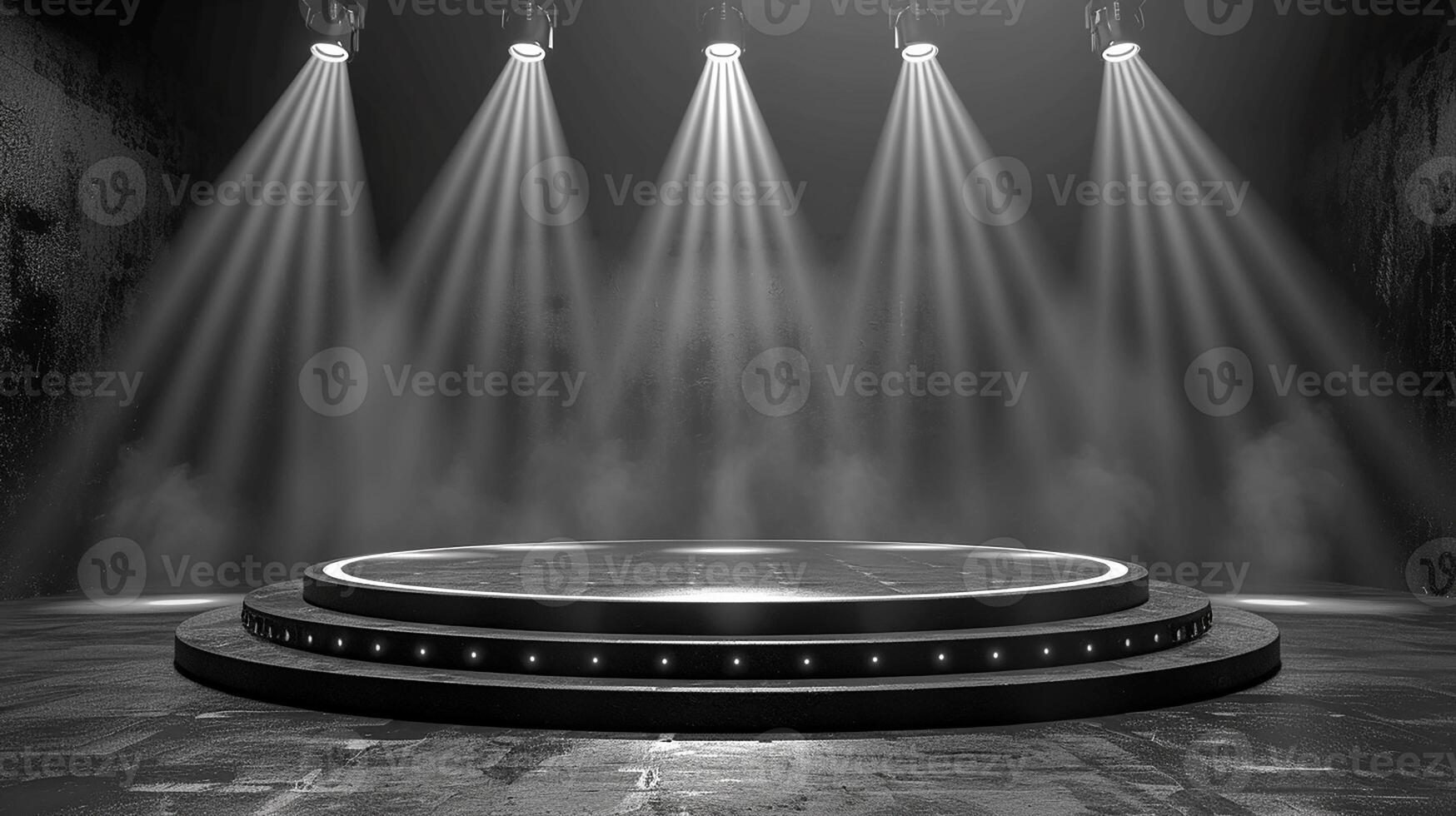 Stage with spotlight and stage lights photo