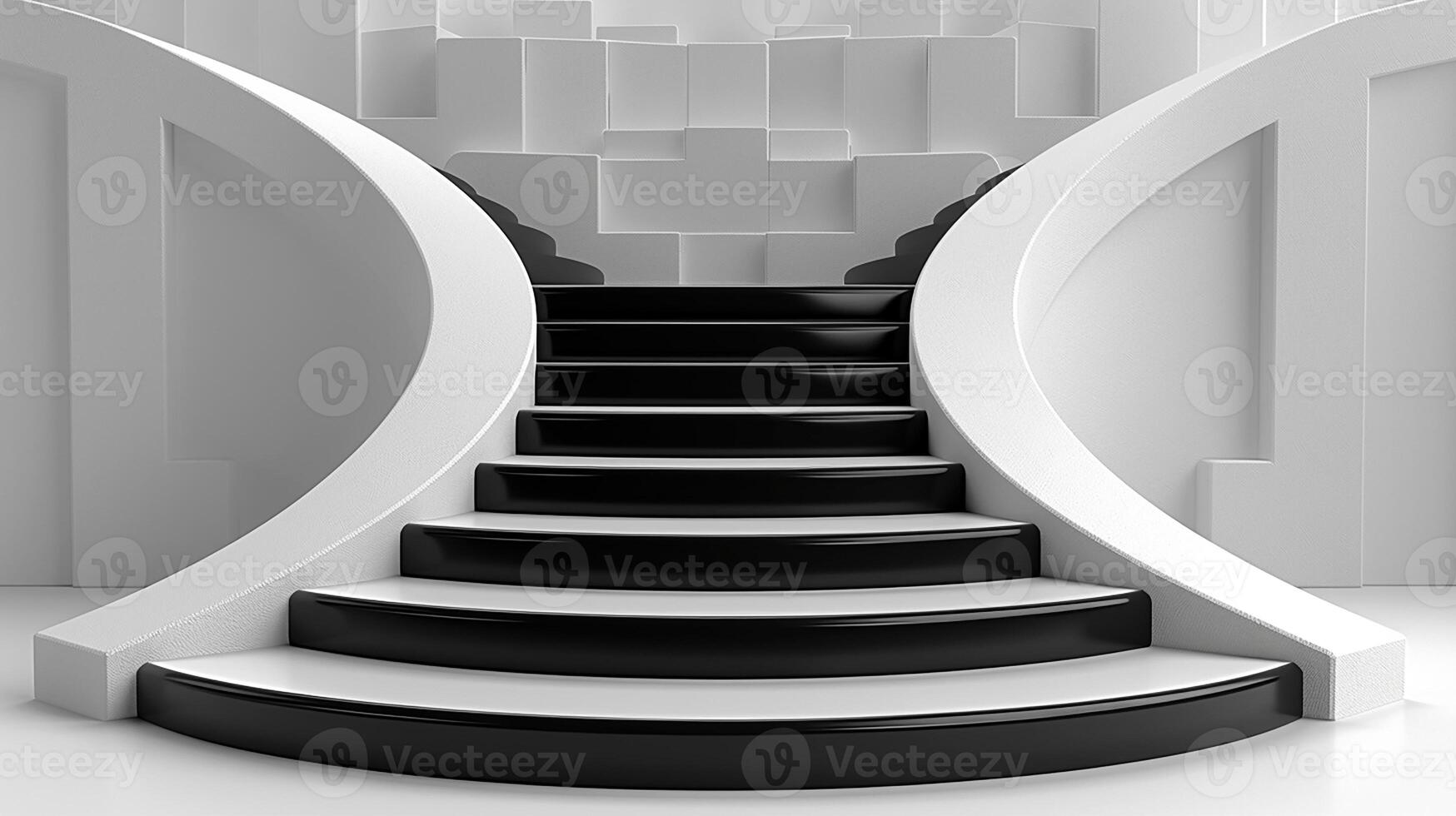3d rendering of a black and white staircase photo
