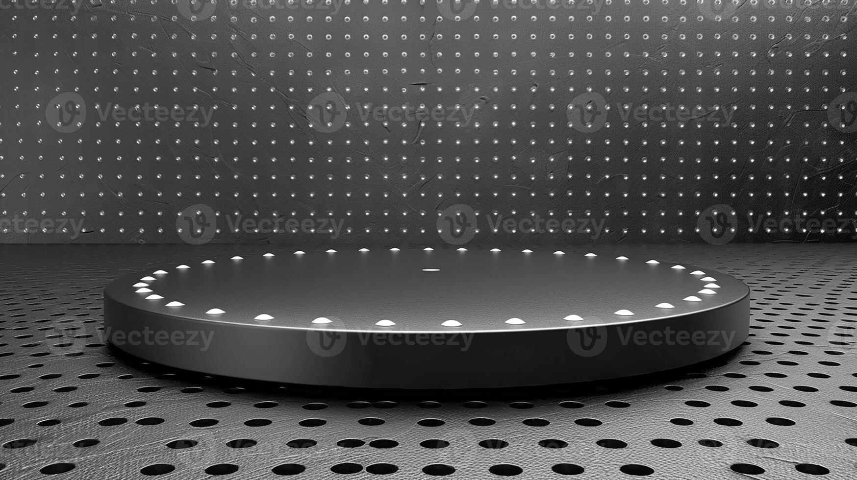 A black circular object on a metal surface photo