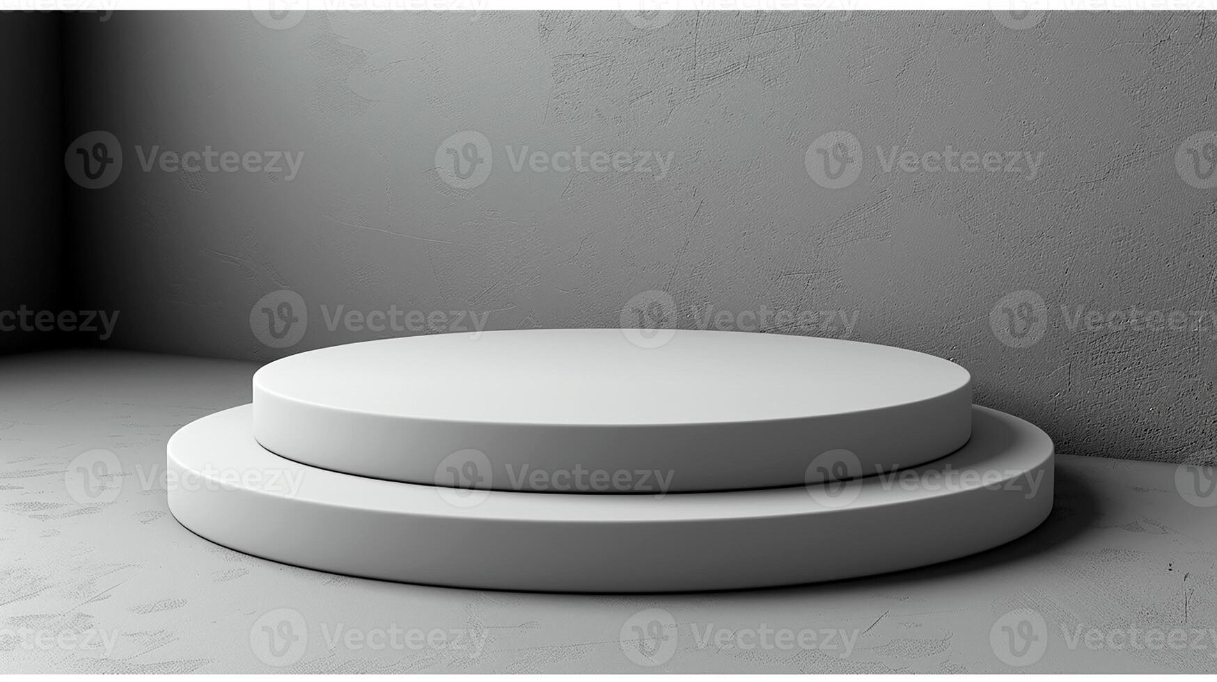 3d render of a white round podium in a room photo