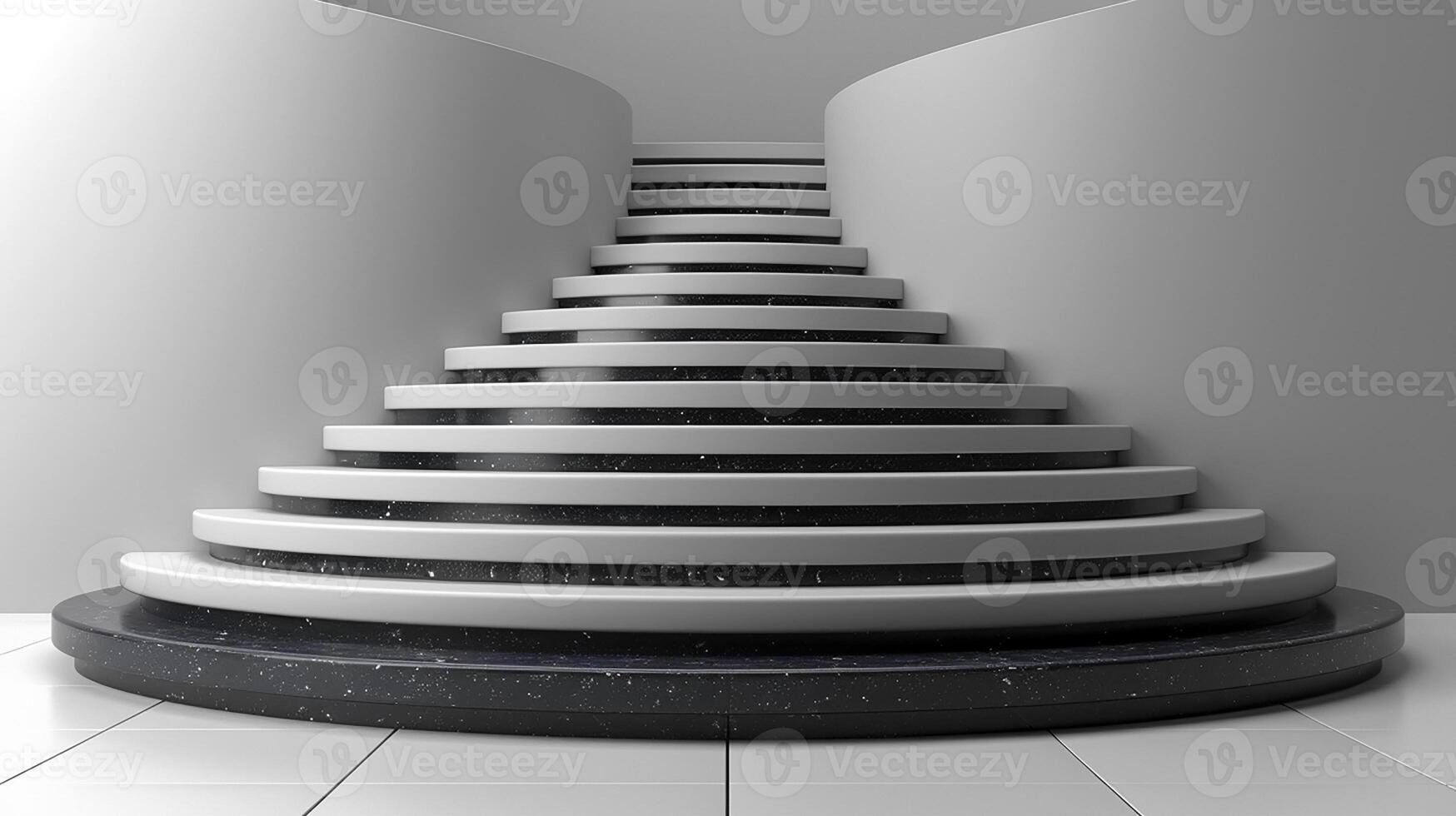 3d rendering of a staircase in a white room photo