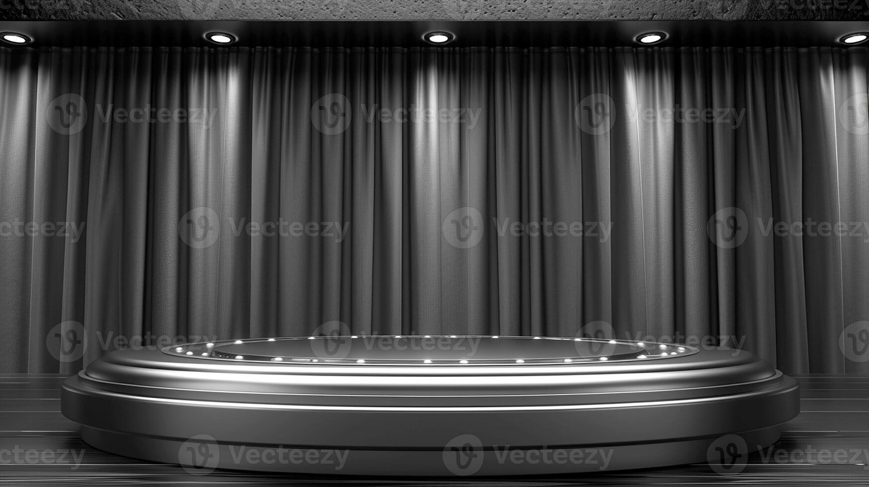Stage with spotlight and curtain photo