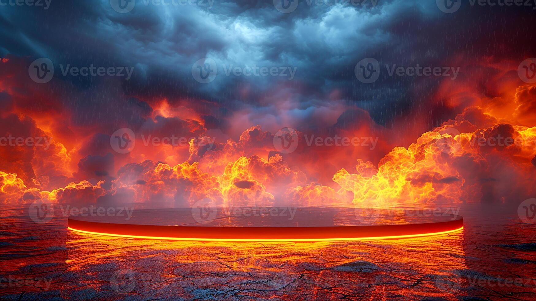 A fire pit with a circle of fire in the middle photo