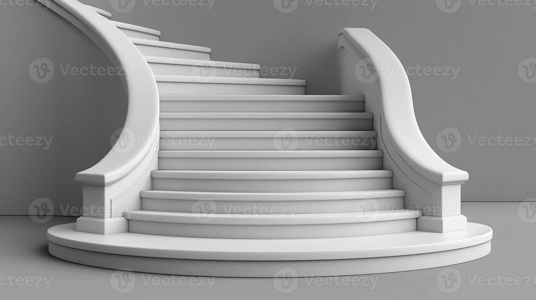 3d rendering of a white staircase with a curved top photo