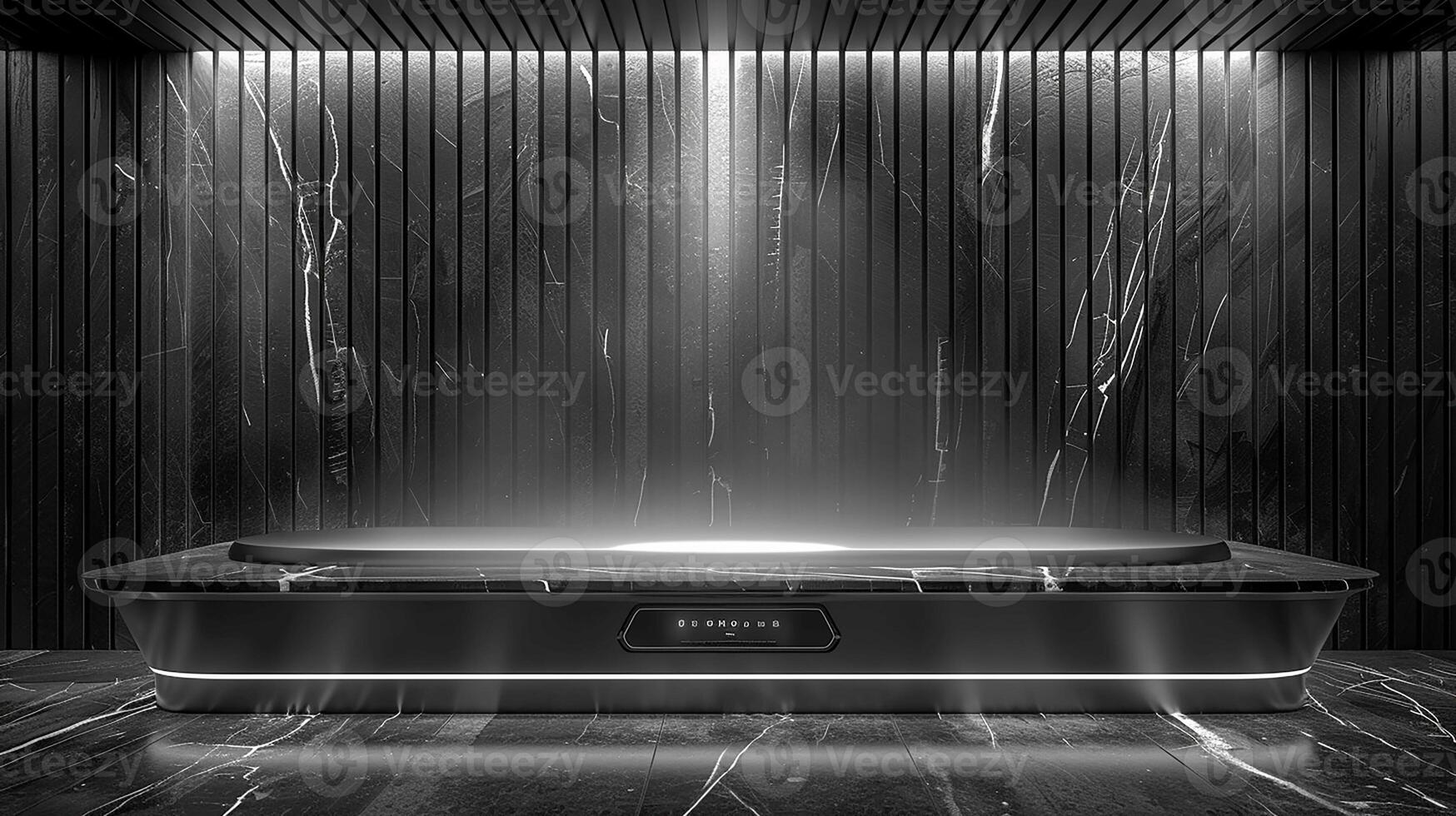 A black and white photo of a bathtub