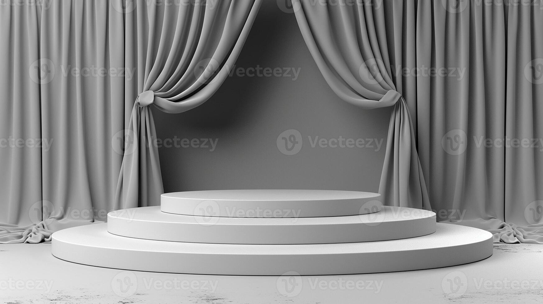 White stage with curtains and stage photo