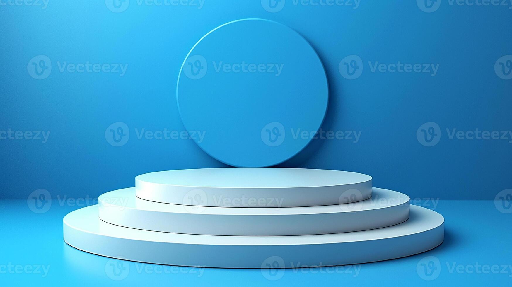 3d podium with blue background and white circular podium photo