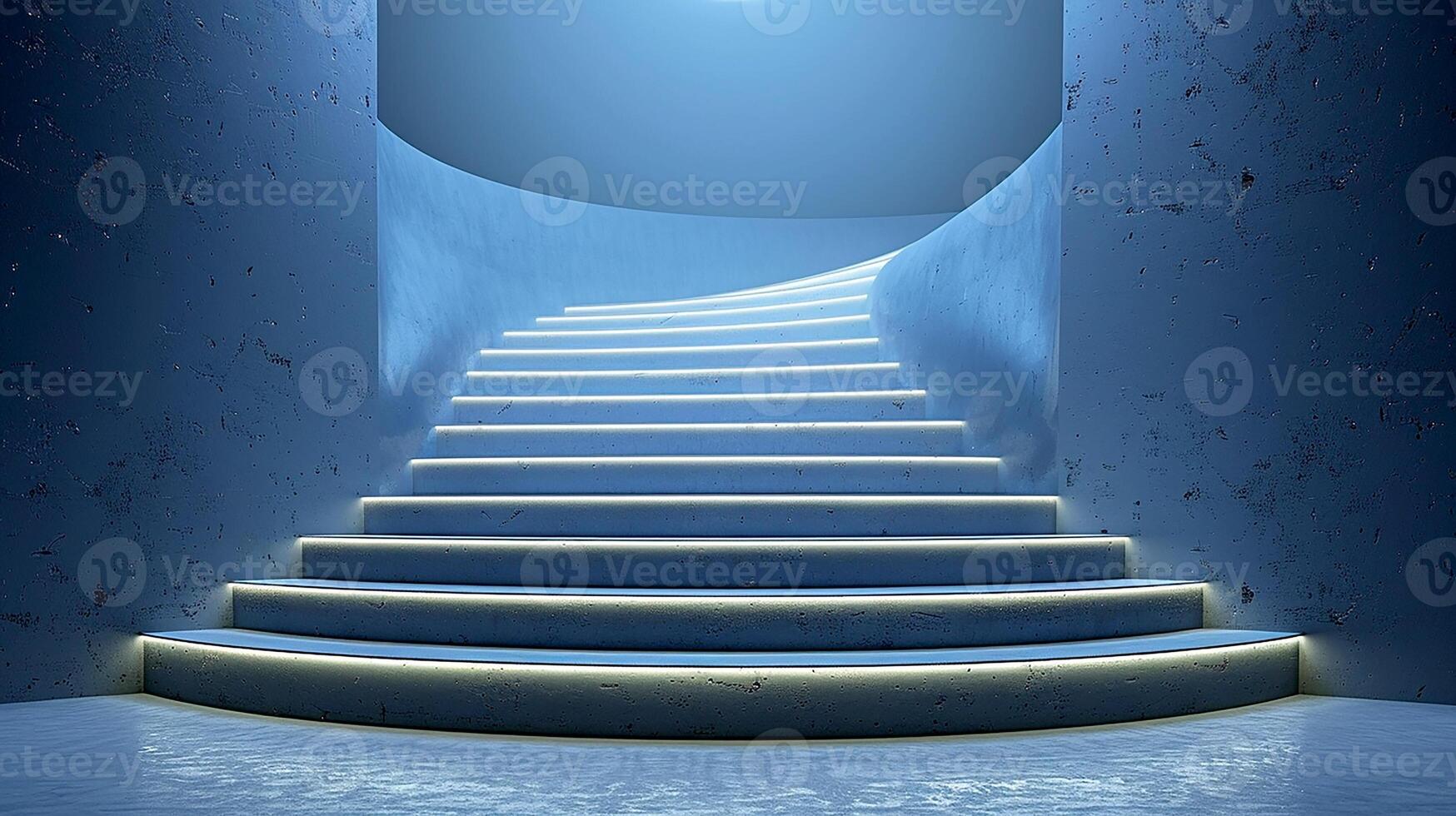 A stairway with a light shining through it photo