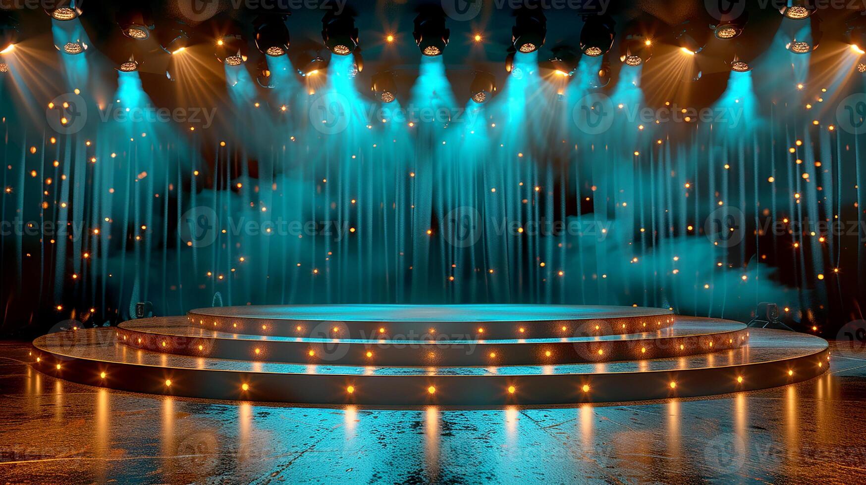 Stage with lights and stage lights photo