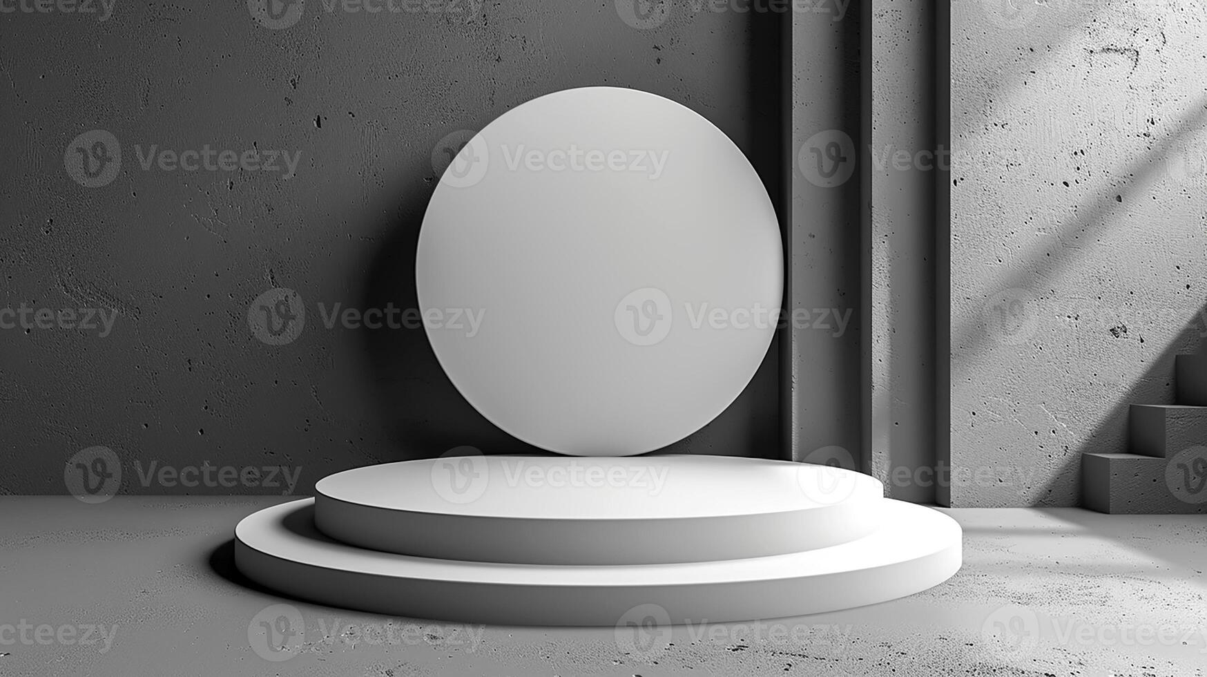 White round podium with a mirror in the middle photo
