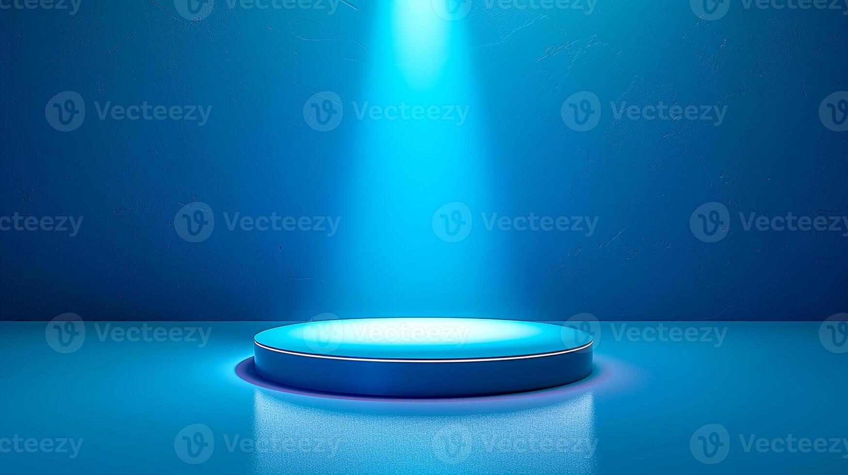 A spotlight on a podium in front of a blue wall photo