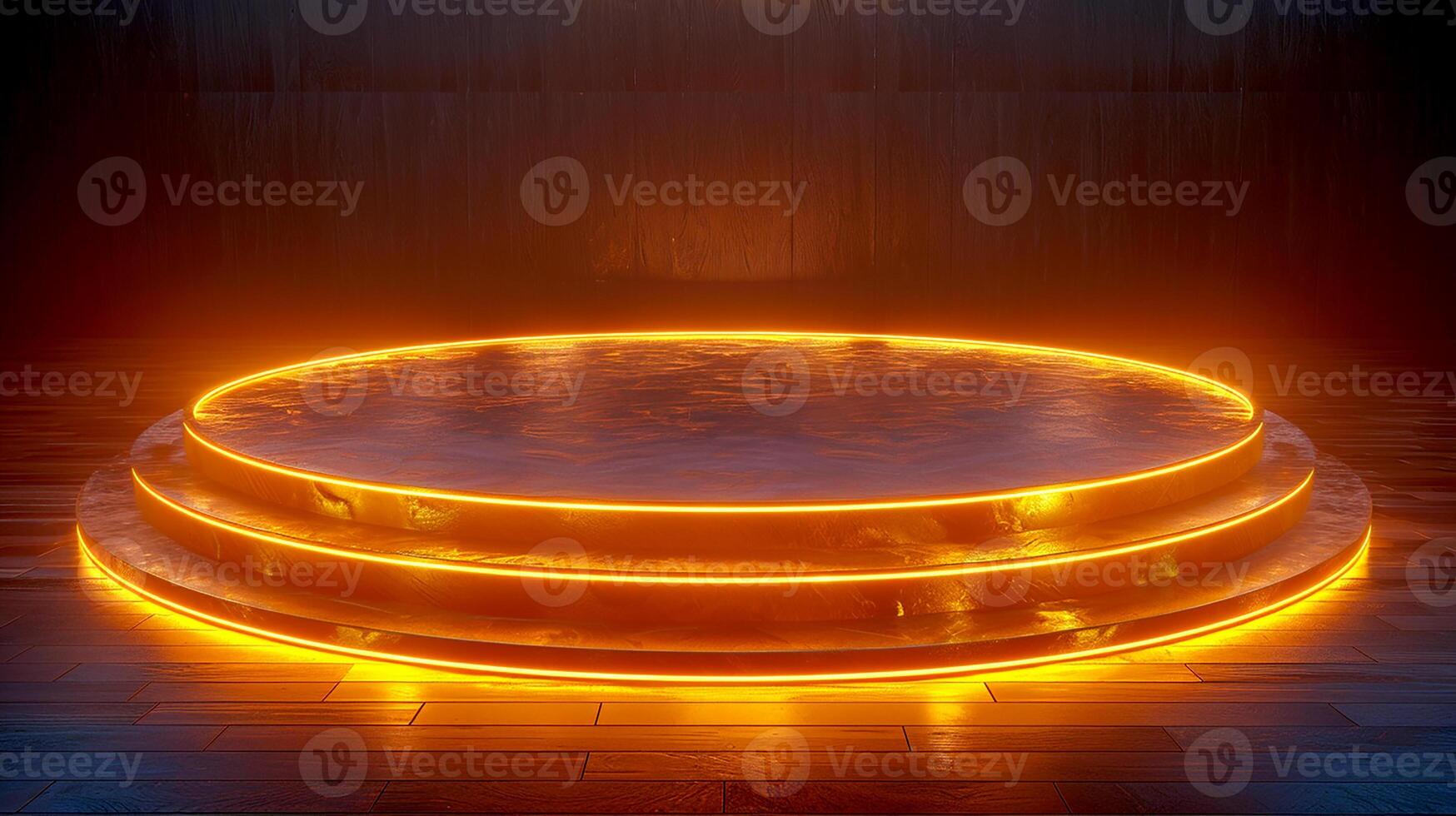 A stage with a glowing light on it photo