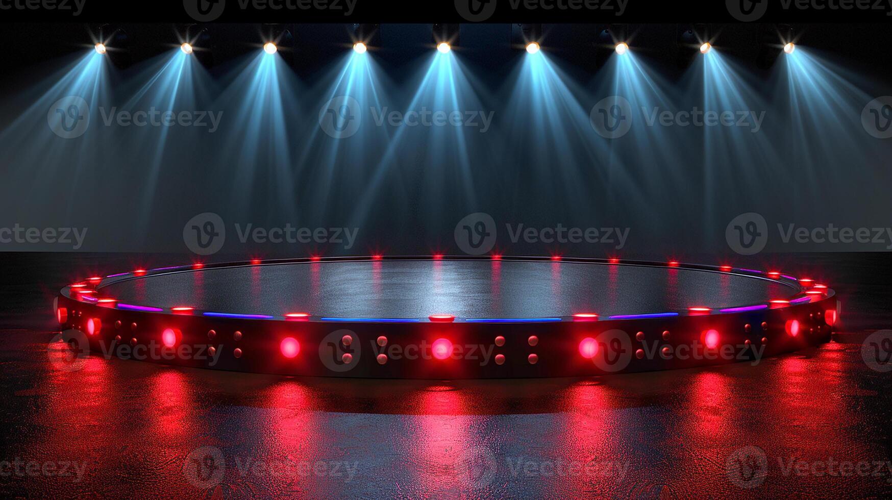 A stage with lights and a spotlight photo