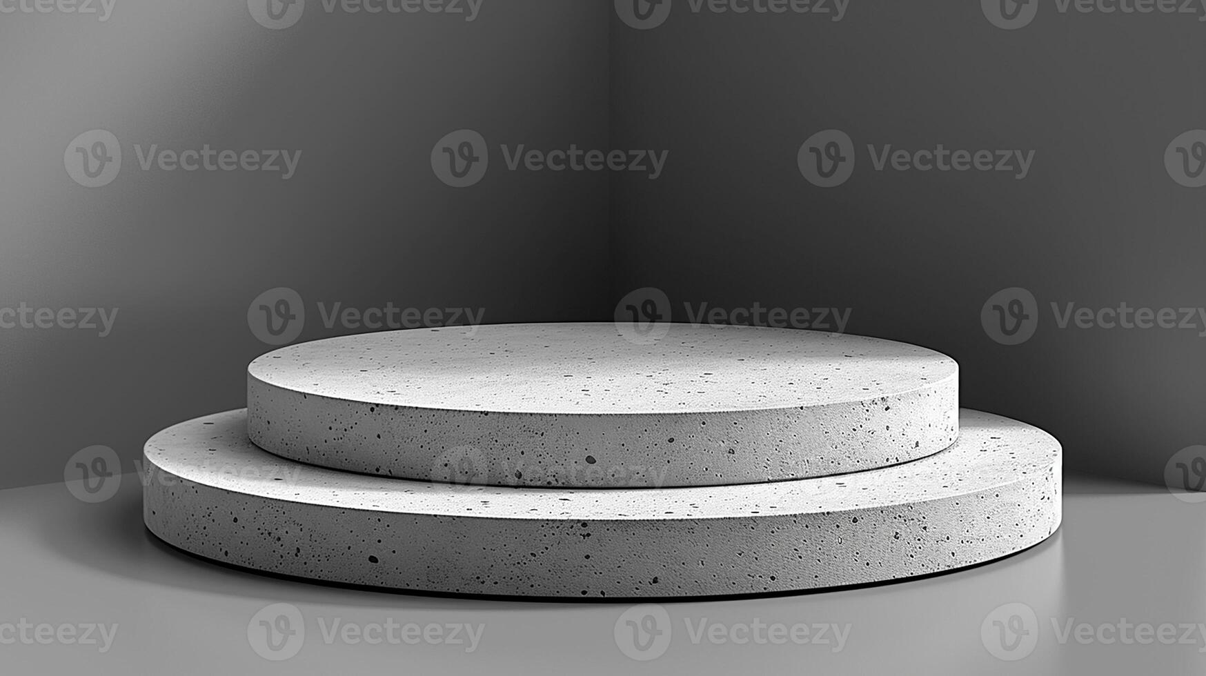 A concrete pedestal in front of a wall photo