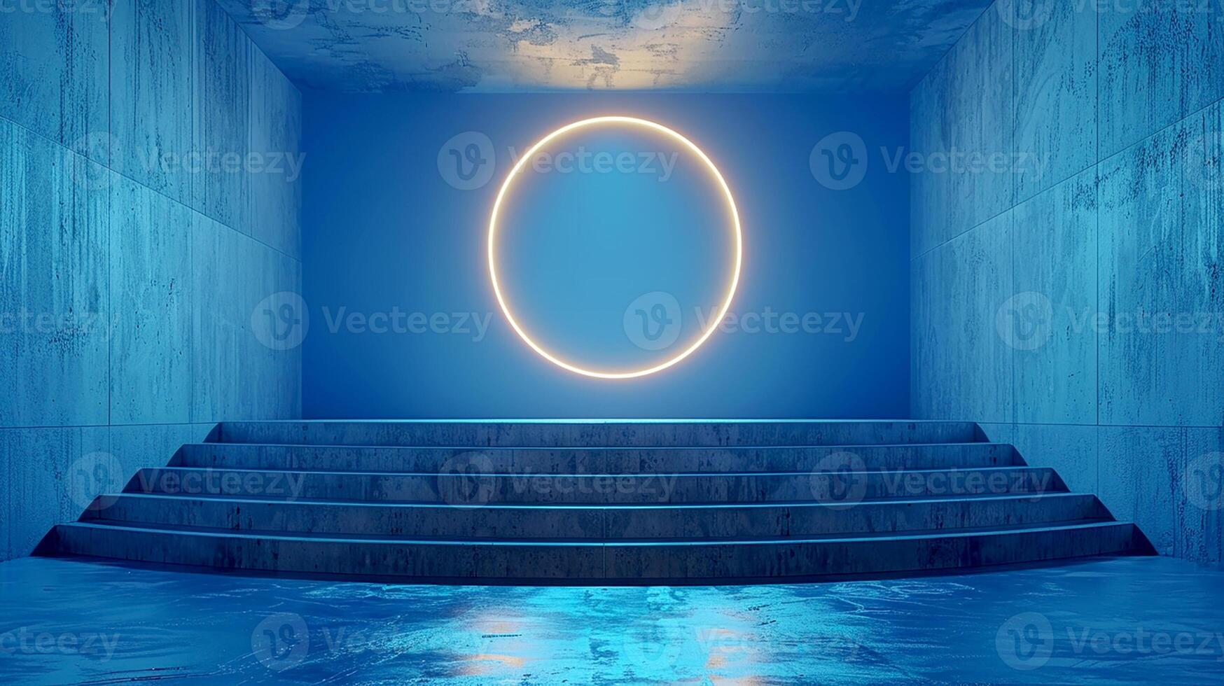 A room with a circular light in the middle photo