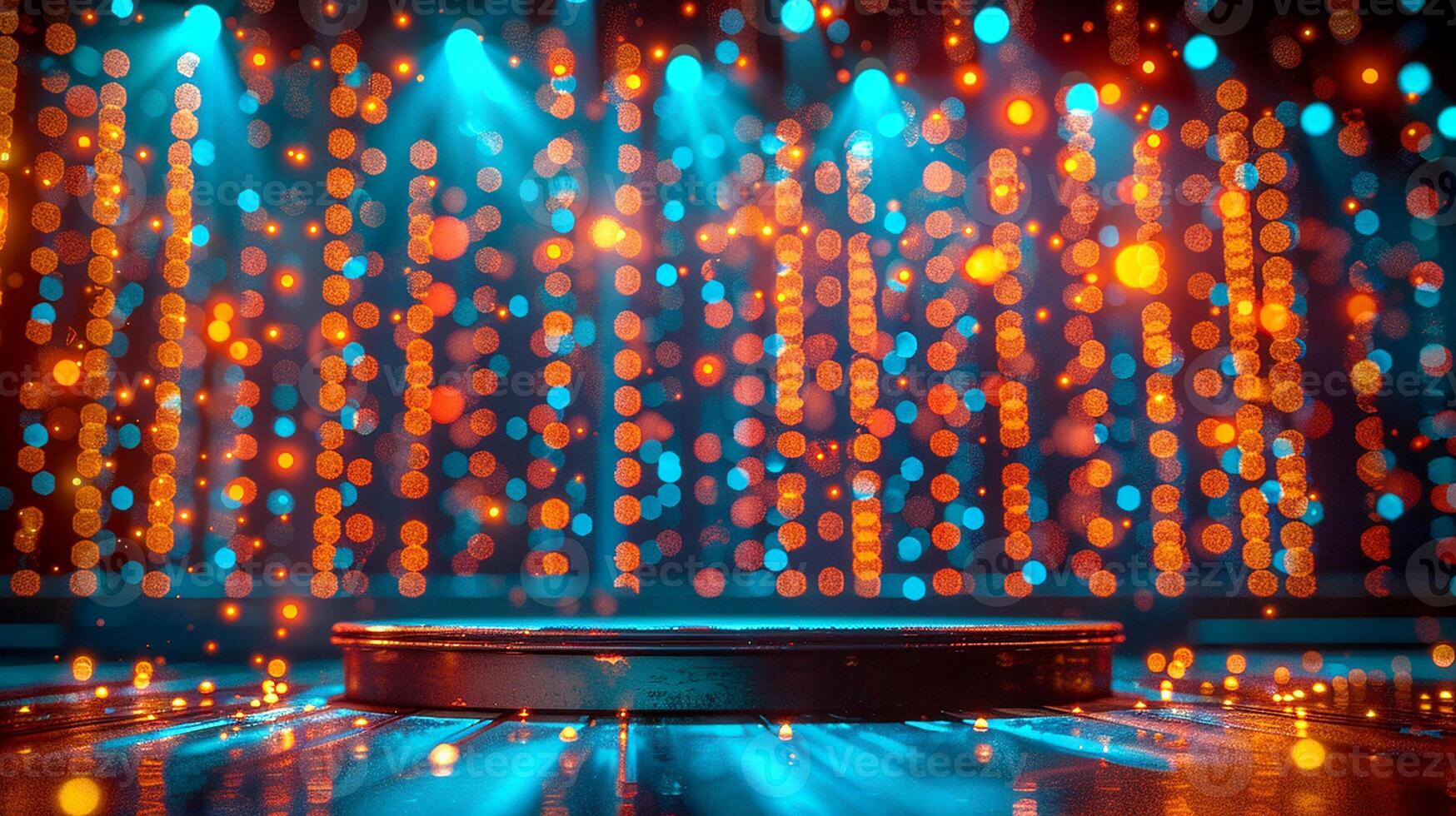 A stage with lights and a spotlight photo