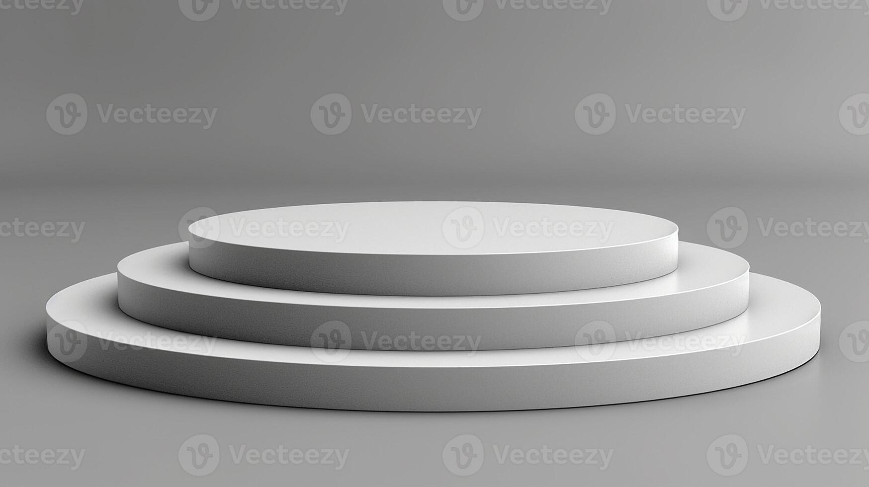 3d render of a white podium on a gray background photo