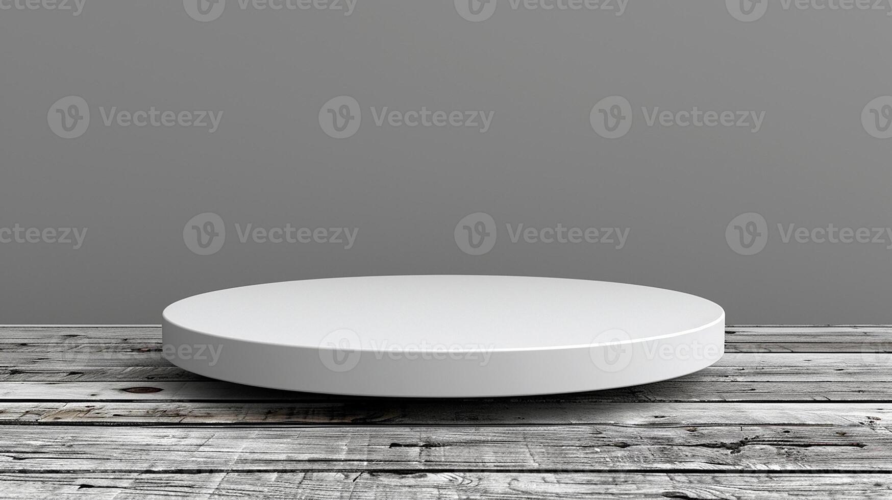 A white round table on a wooden table photo
