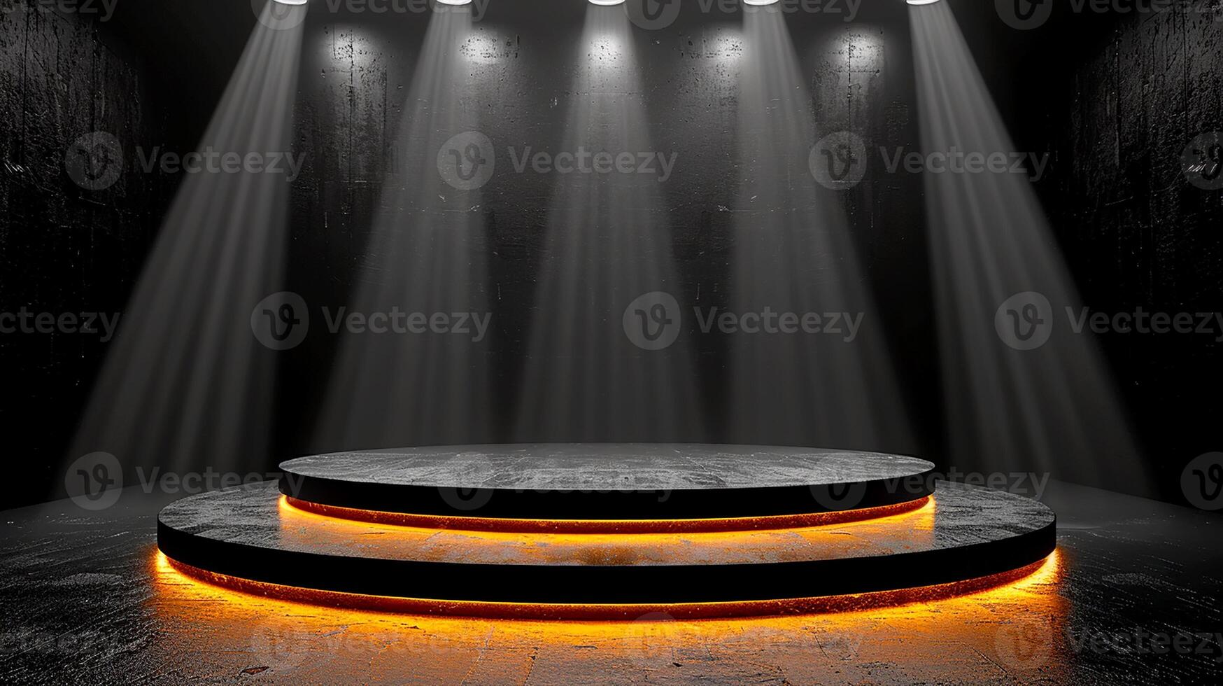 Stage with spotlight and stage lights photo