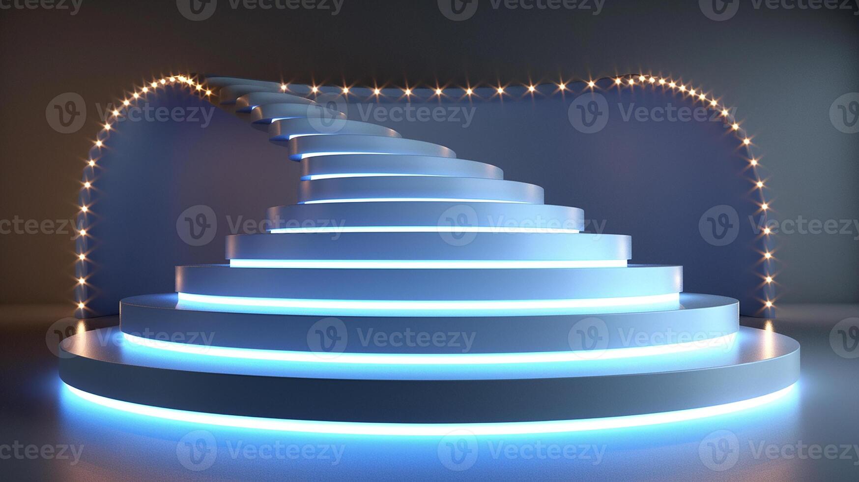 3d rendering of a staircase with lights photo