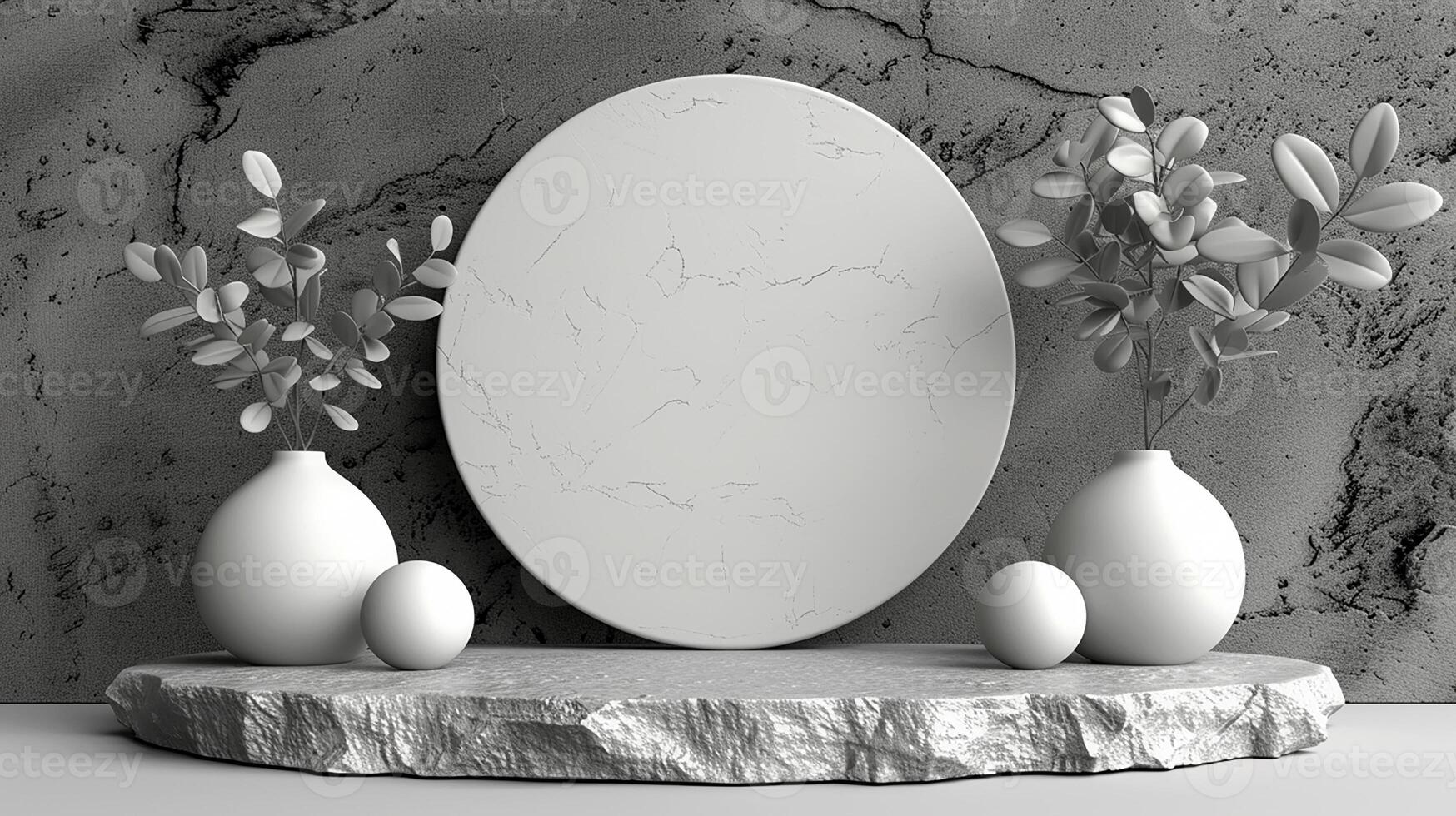 A white vase with flowers and a mirror on a table photo