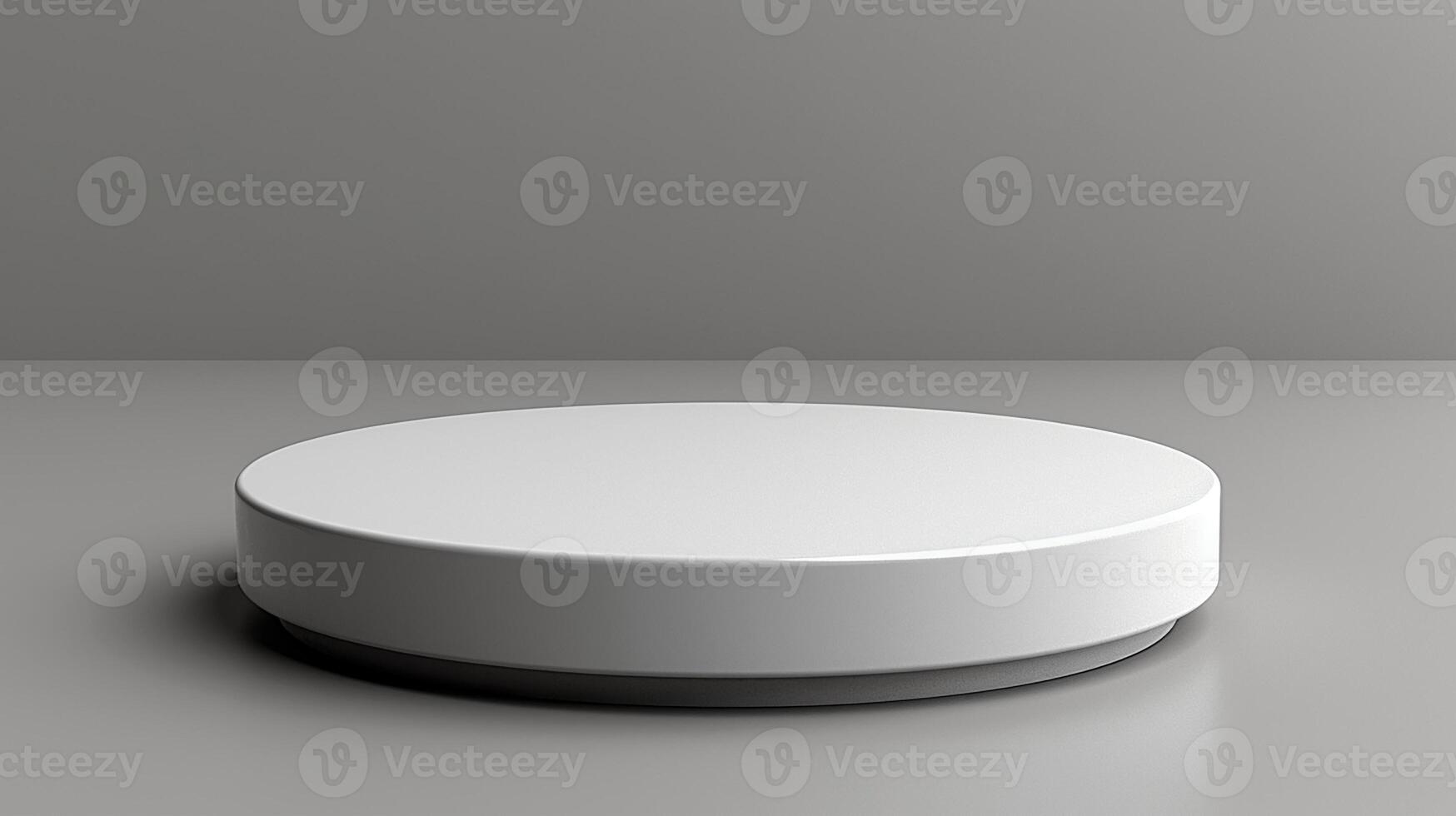 A white round object on a table with a gray background photo