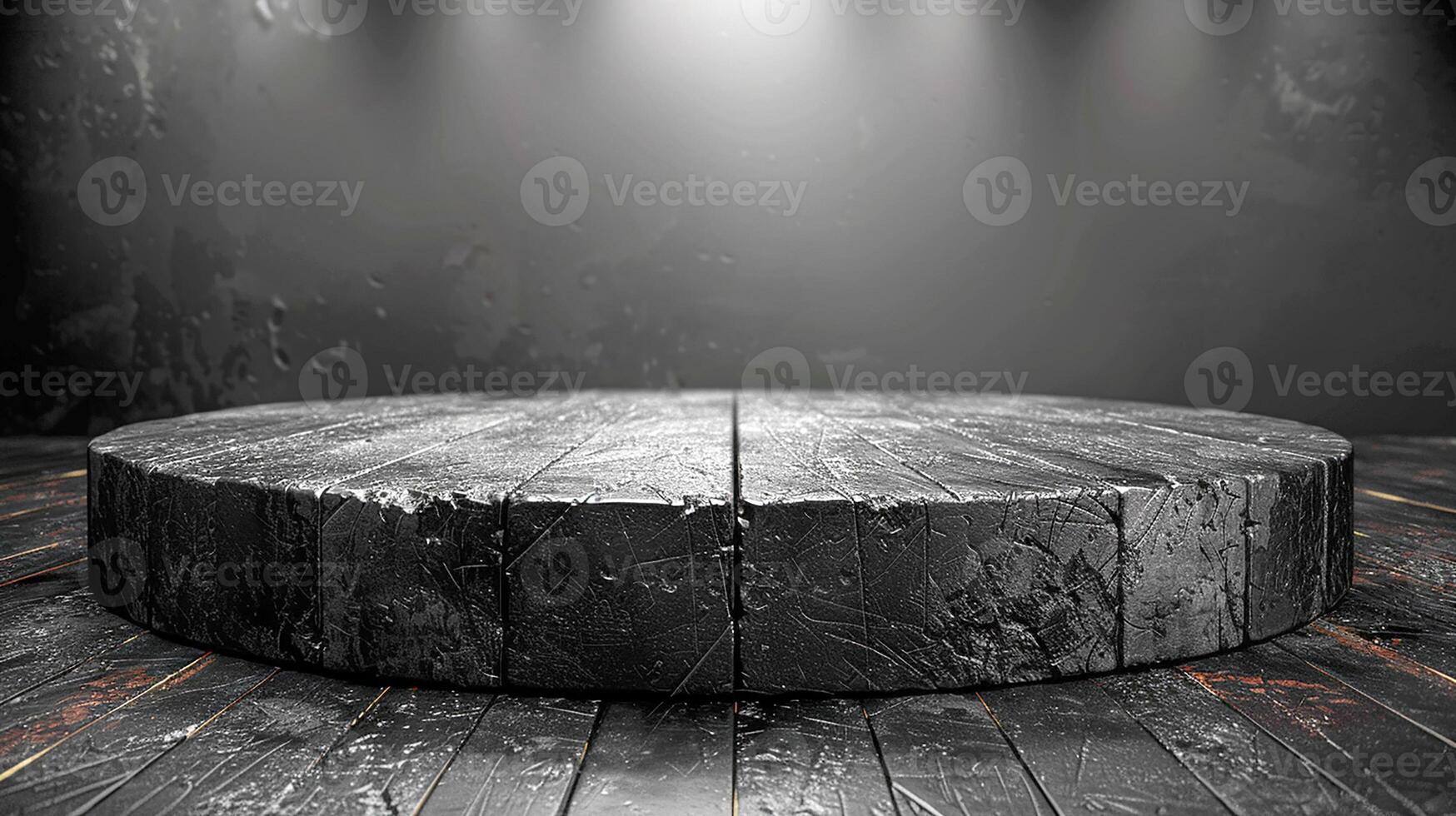 A wooden table with a spotlight on it photo