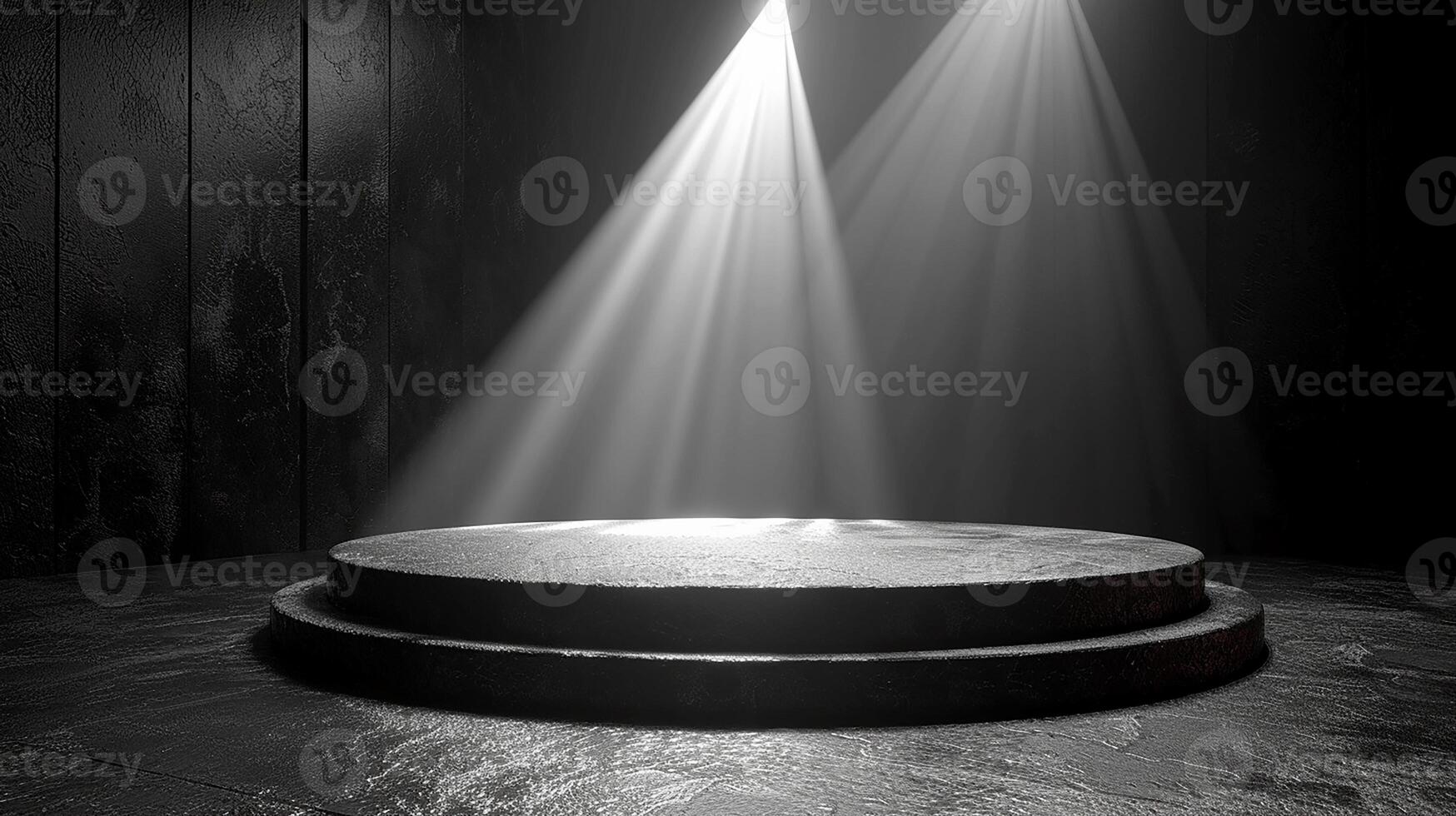 A stage with a spotlight shining on it photo
