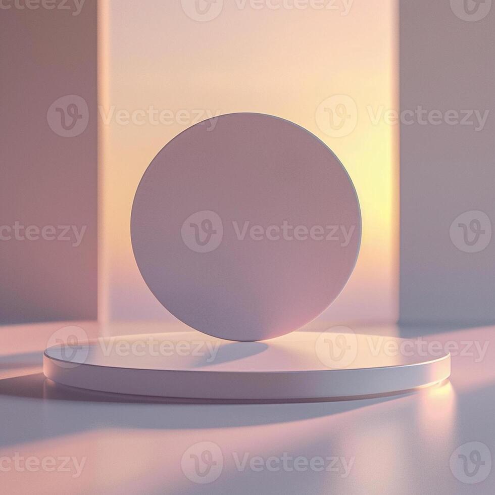 A white sphere on a pedestal in front of a window photo