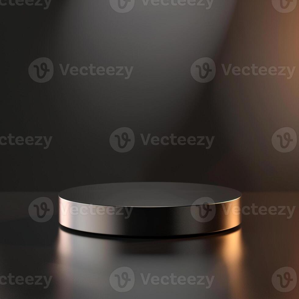 An empty black round table on a dark background photo