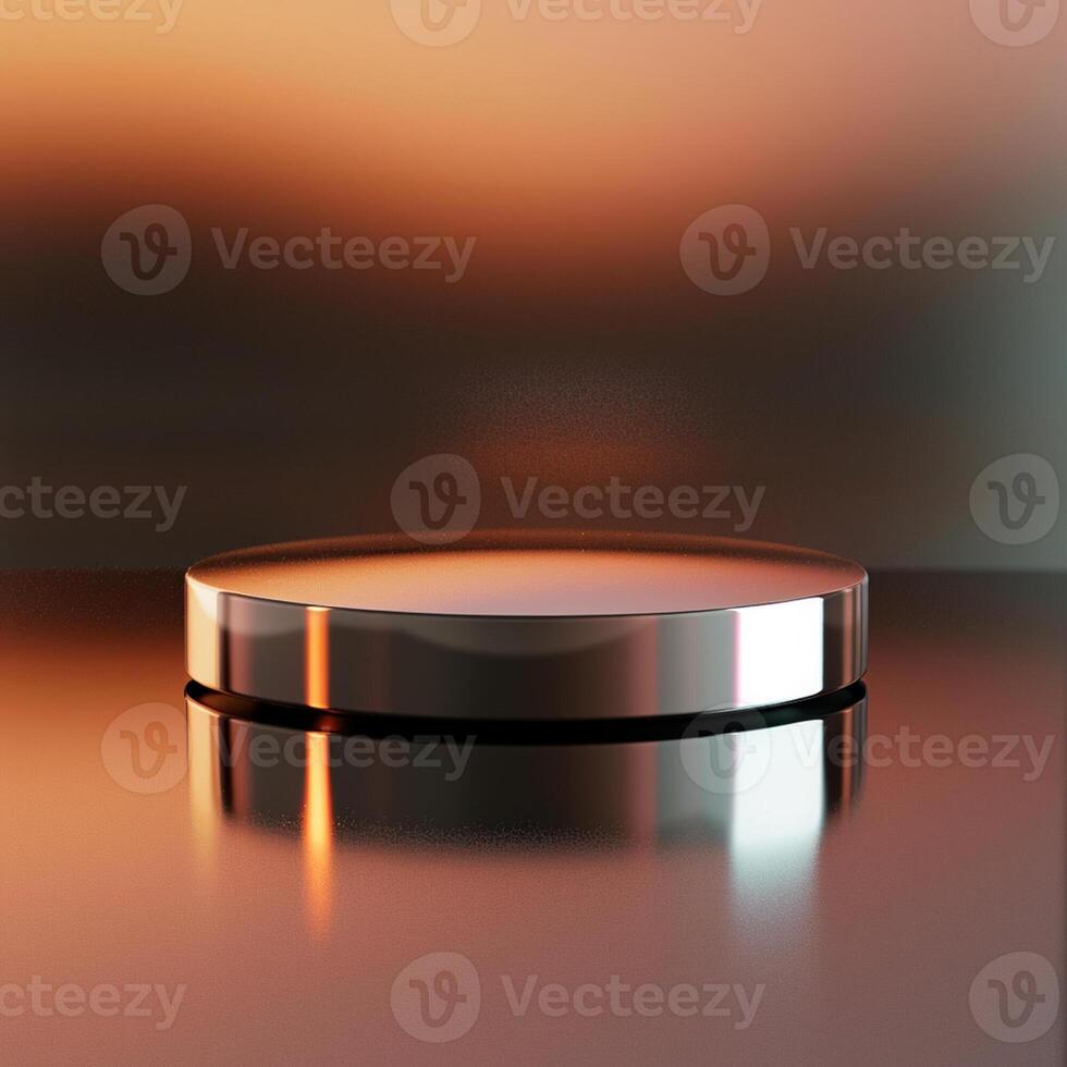 A round table with a silver top on a table photo