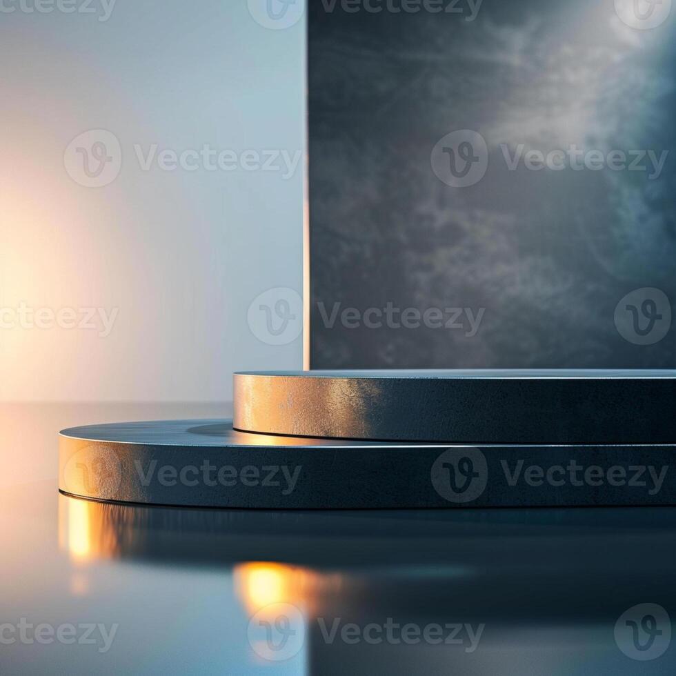 A podium with a light shining on it photo