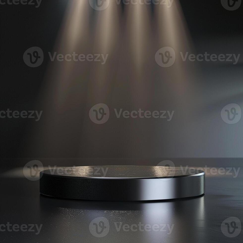 An empty podium with spotlight lights on it photo