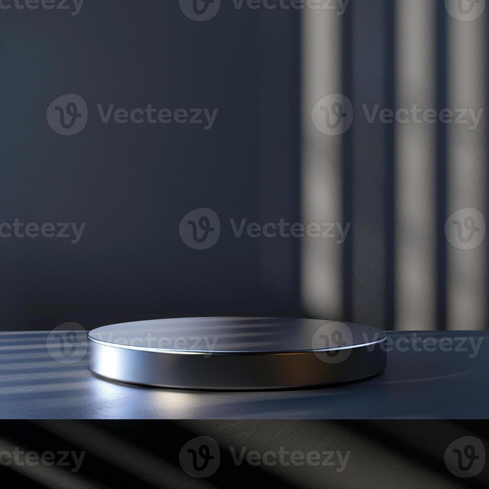 A metal plate on a table in front of a wall photo