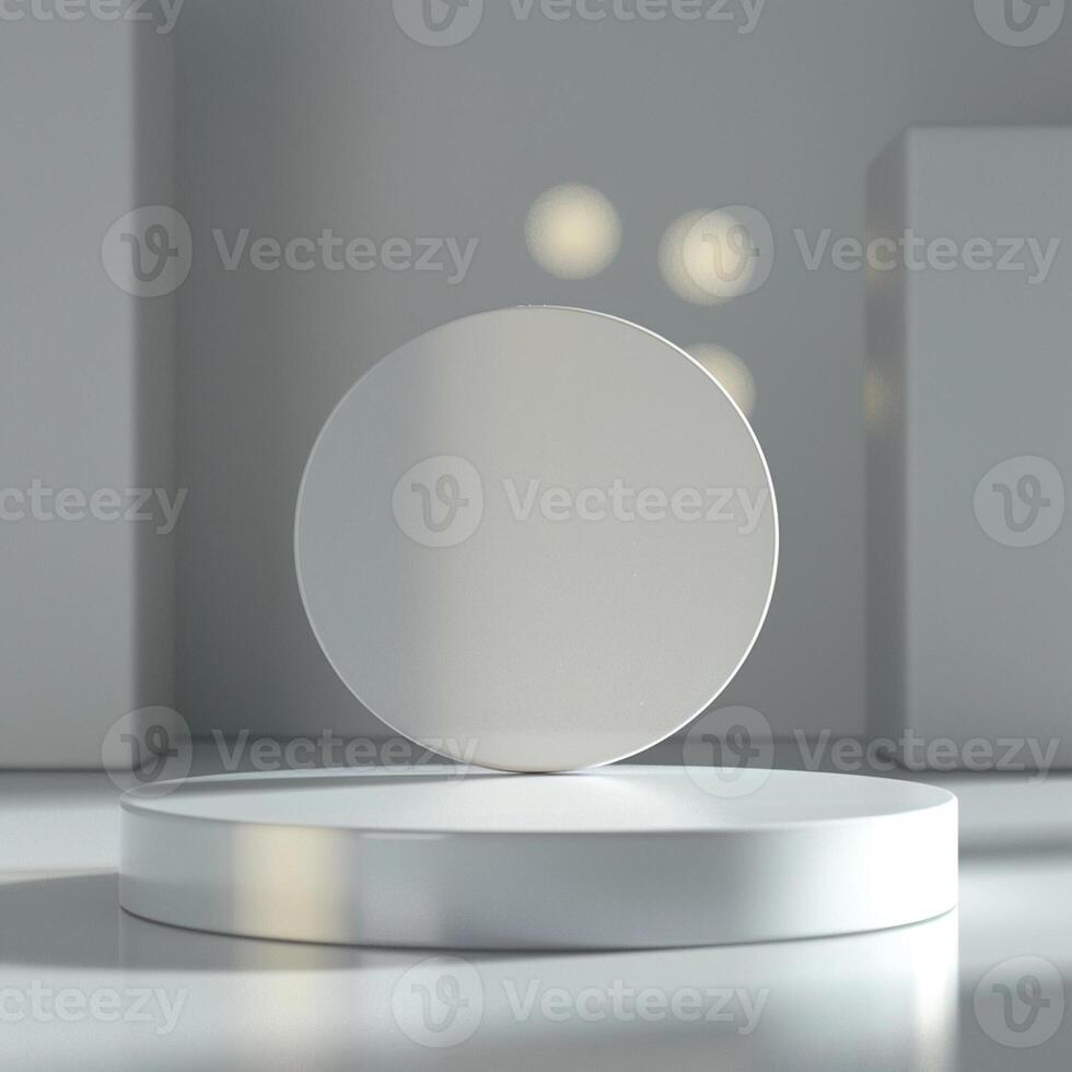 3d rendering of a white round object on a white floor photo