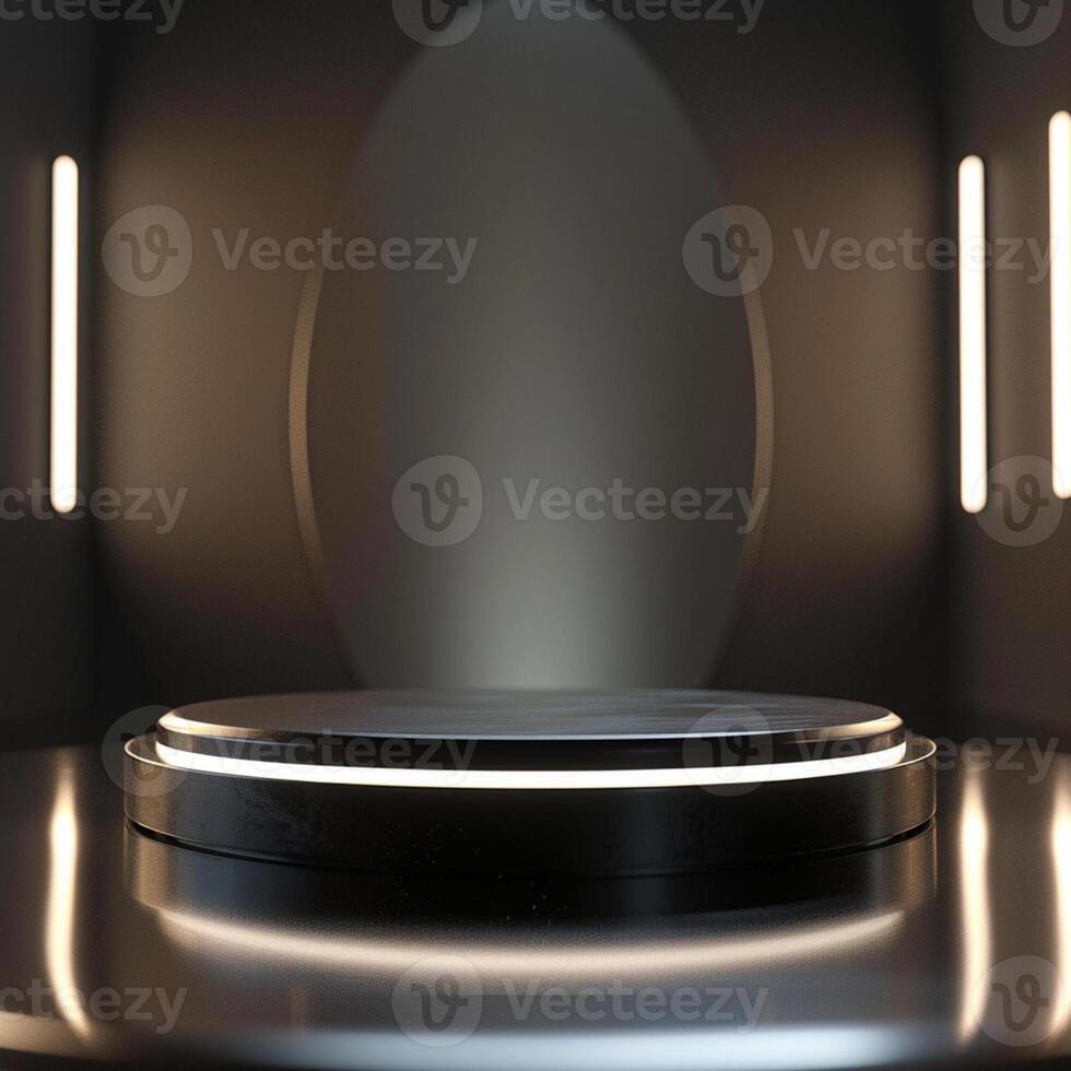 A black round table with a spotlight on it photo