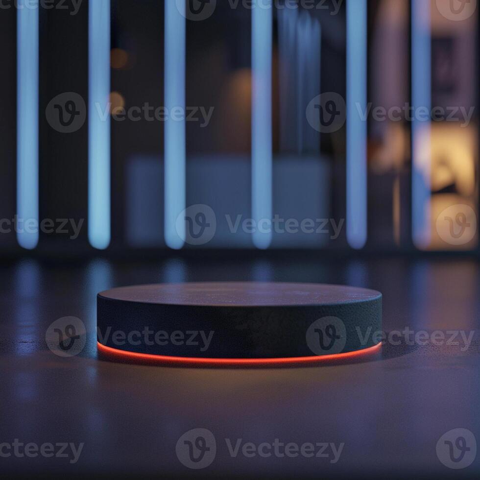 A black and red object sitting on a table photo