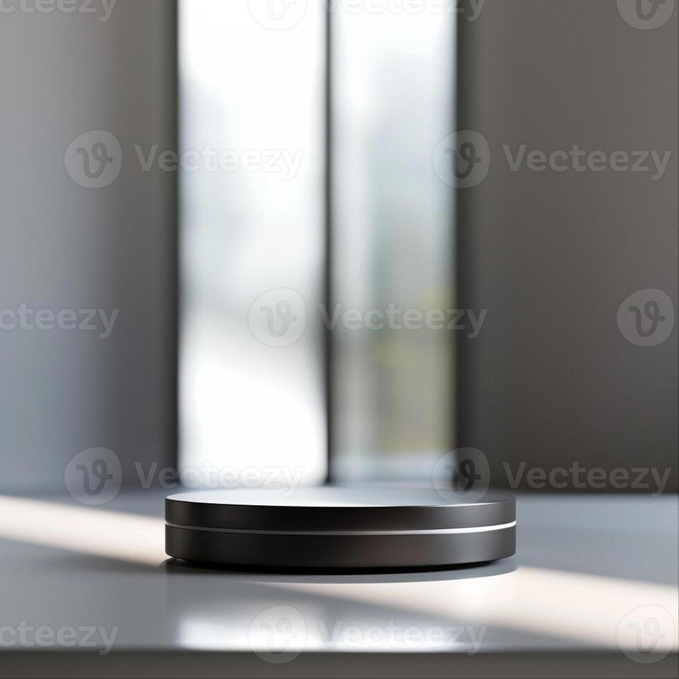 A black and white object sitting on a table photo