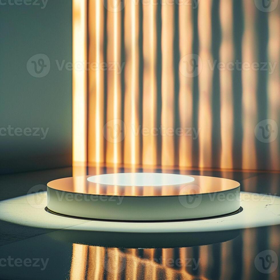 A white circular object in front of a wall photo