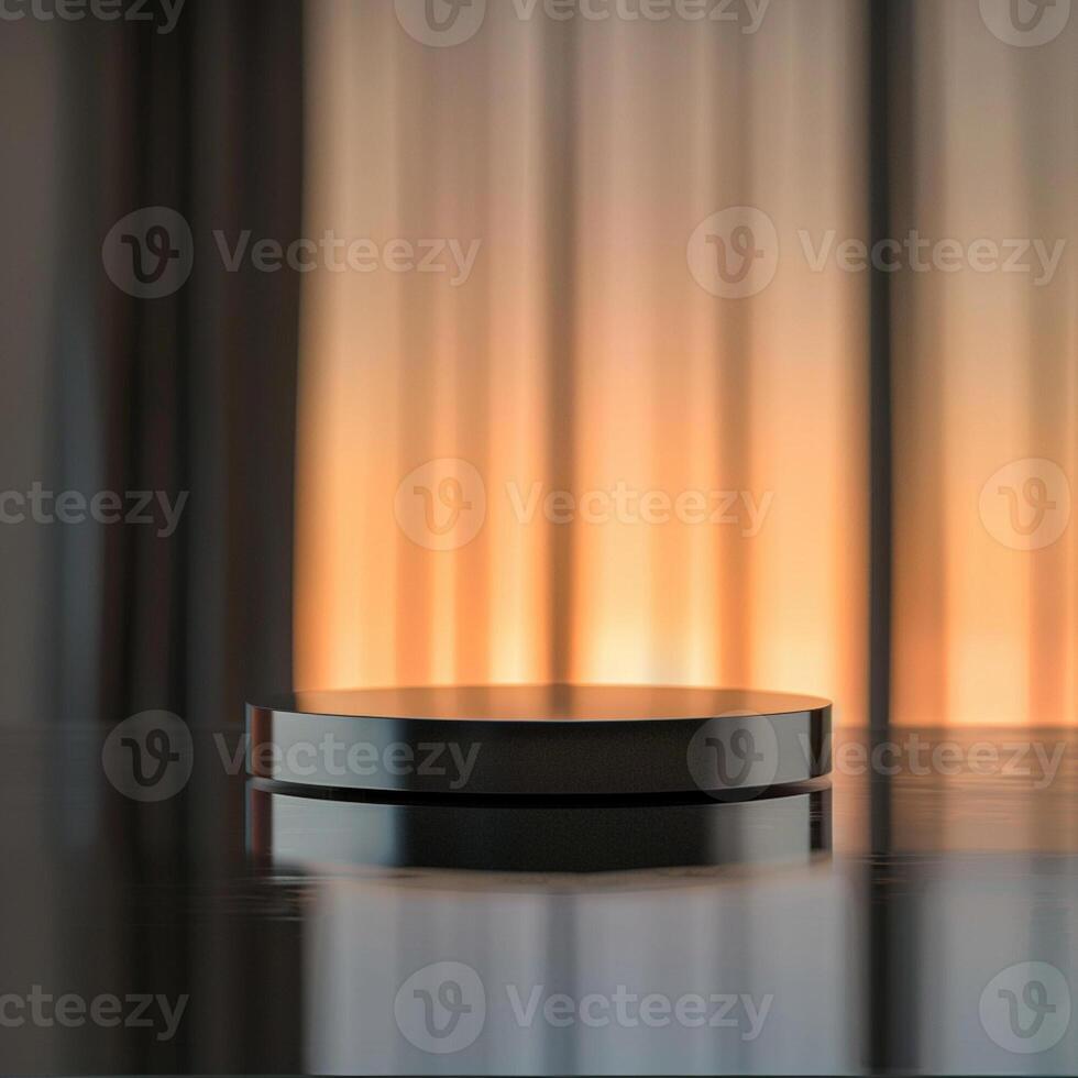 A black and white photo of a table with a light on it